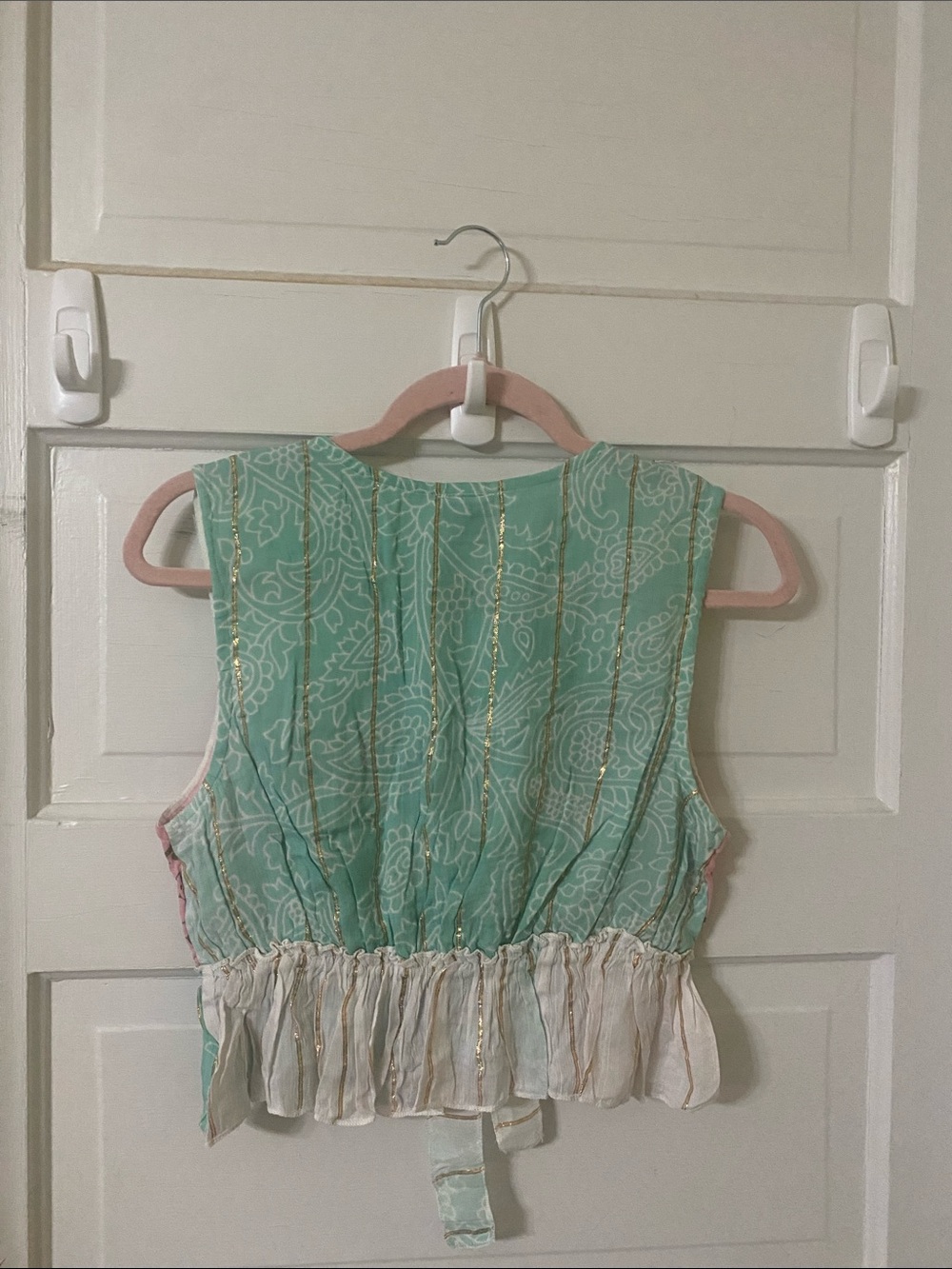 NWT Ananta Boho Patchwork Tie-Front Crop Top | One Size - Picture 4 of 7